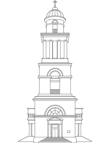 Nativity Cathedral Belltower Chisinau Moldova Coloring Page